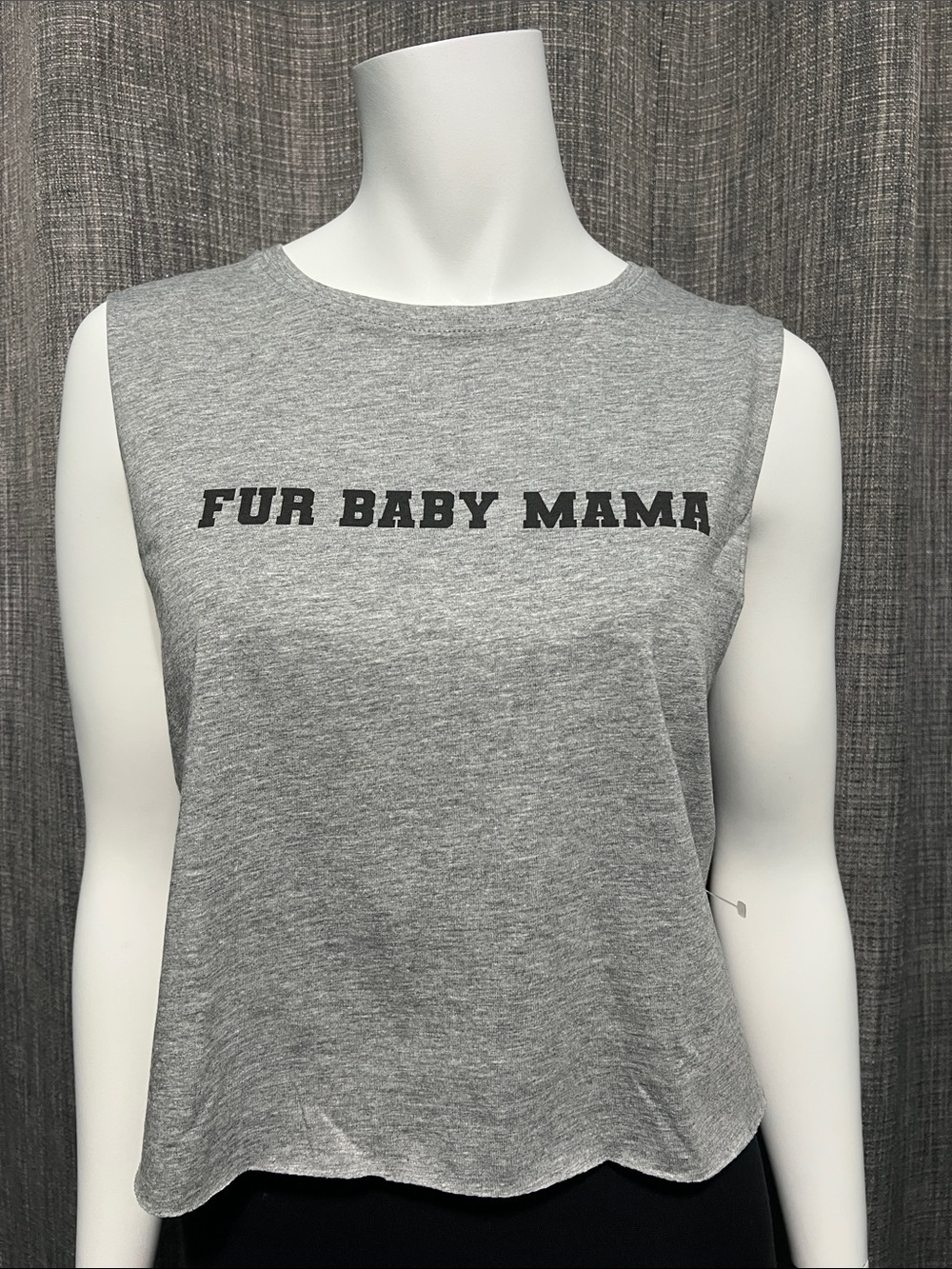 NWOT Lulusimon Studio Fur Baby Mama Muscle Tank Top Heather Gray Small